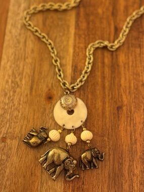 Gold-Tone Vintage Elephant Necklace